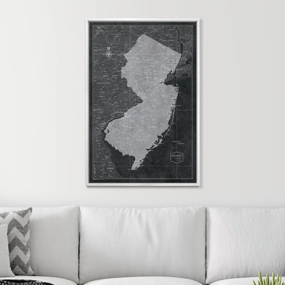 Push Pin New Jersey Map (Pin Board) - Modern Slate CM Pin Board