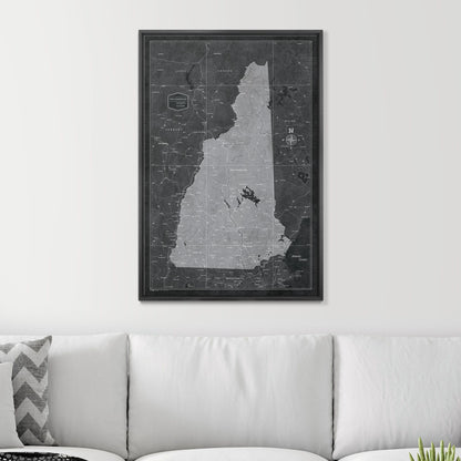 Push Pin New Hampshire Map (Pin Board) - Modern Slate CM Pin Board