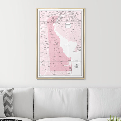 Push Pin Delaware Map (Pin Board) - Pink Color Splash CM Pin Board