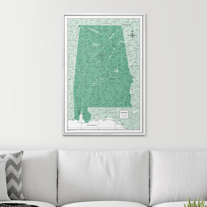 Push Pin Alabama Map (Pin Board) - Green Color Splash CM Pin Board