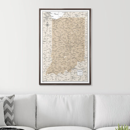 Push Pin Indiana Map (Pin Board) - Light Brown Color Splash CM Pin Board