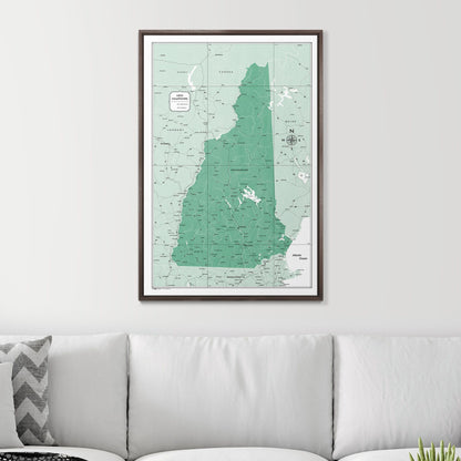 Push Pin New Hampshire Map (Pin Board) - Green Color Splash CM Pin Board