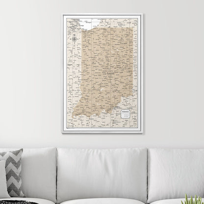 Push Pin Indiana Map (Pin Board) - Light Brown Color Splash CM Pin Board