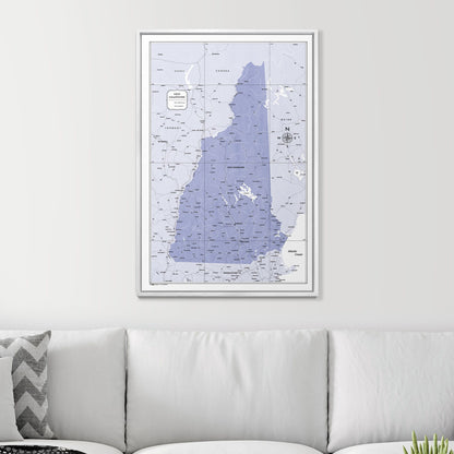 Push Pin New Hampshire Map (Pin Board) - Purple Color Splash CM Pin Board