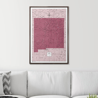 Push Pin New Mexico Map (Pin Board) - Burgundy Color Splash CM Pin Board