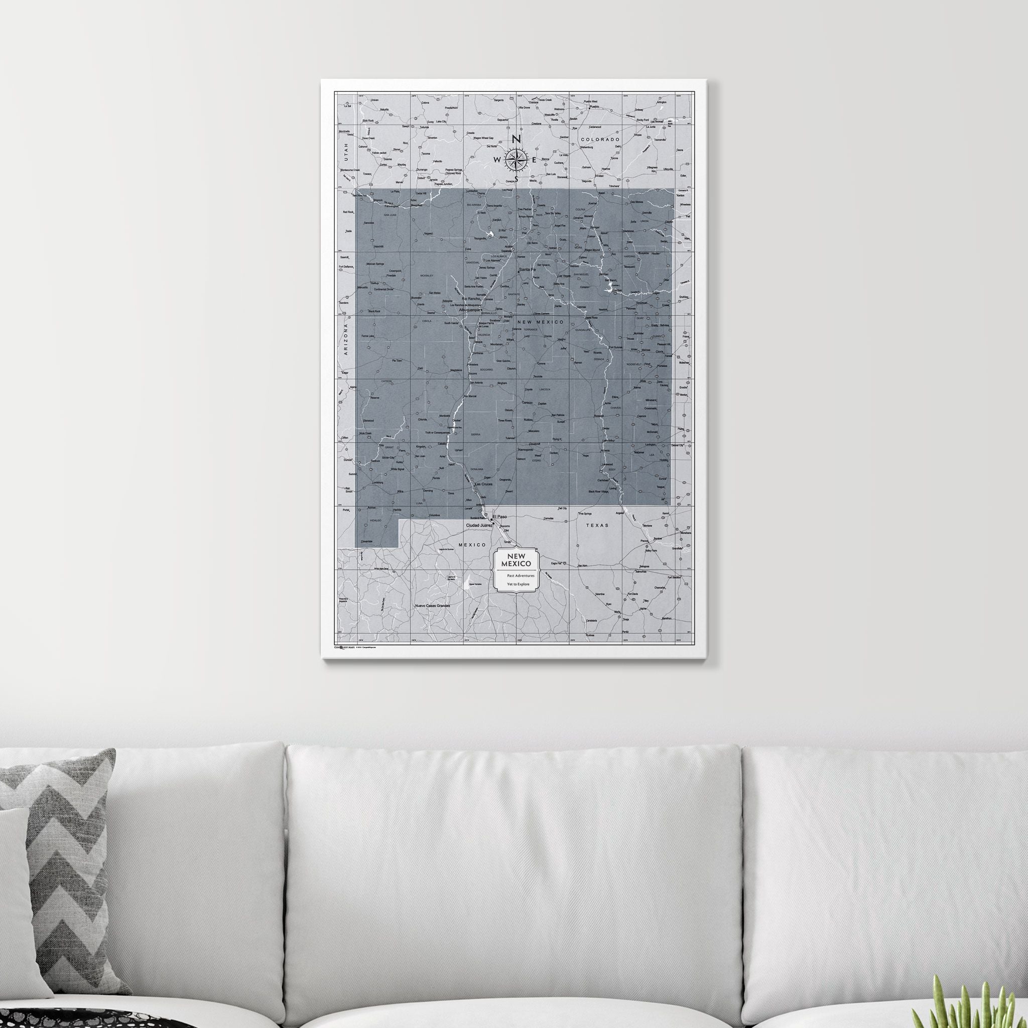 Push Pin New Mexico Map (Pin Board) - Dark Gray Color Splash CM Pin Board