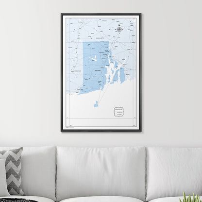 Push Pin Rhode Island Map (Pin Board) - Light Blue Color Splash CM Pin Board