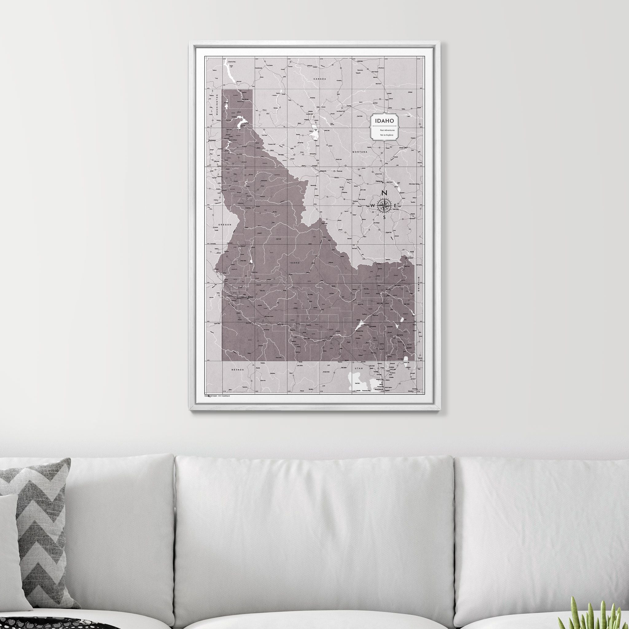 Push Pin Idaho Map (Pin Board) - Dark Brown Color Splash CM Pin Board