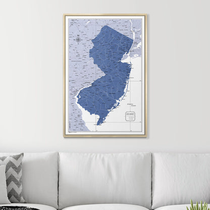 Push Pin New Jersey Map (Pin Board) - Navy Color Splash CM Pin Board