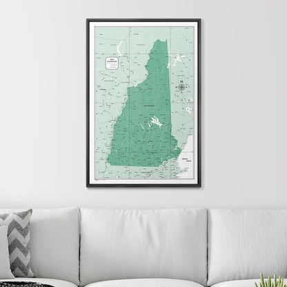 Push Pin New Hampshire Map (Pin Board) - Green Color Splash CM Pin Board