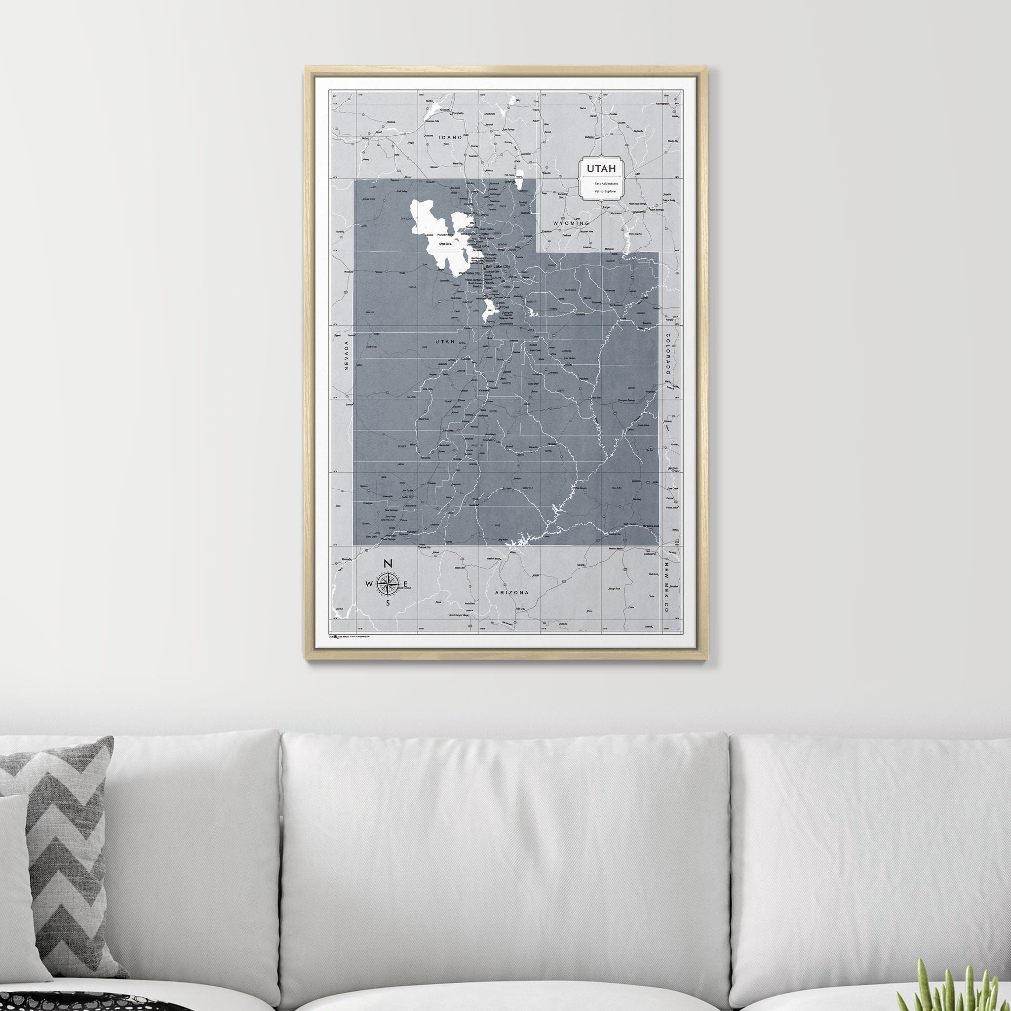 Push Pin Utah Map (Pin Board) - Dark Gray Color Splash CM Pin Board