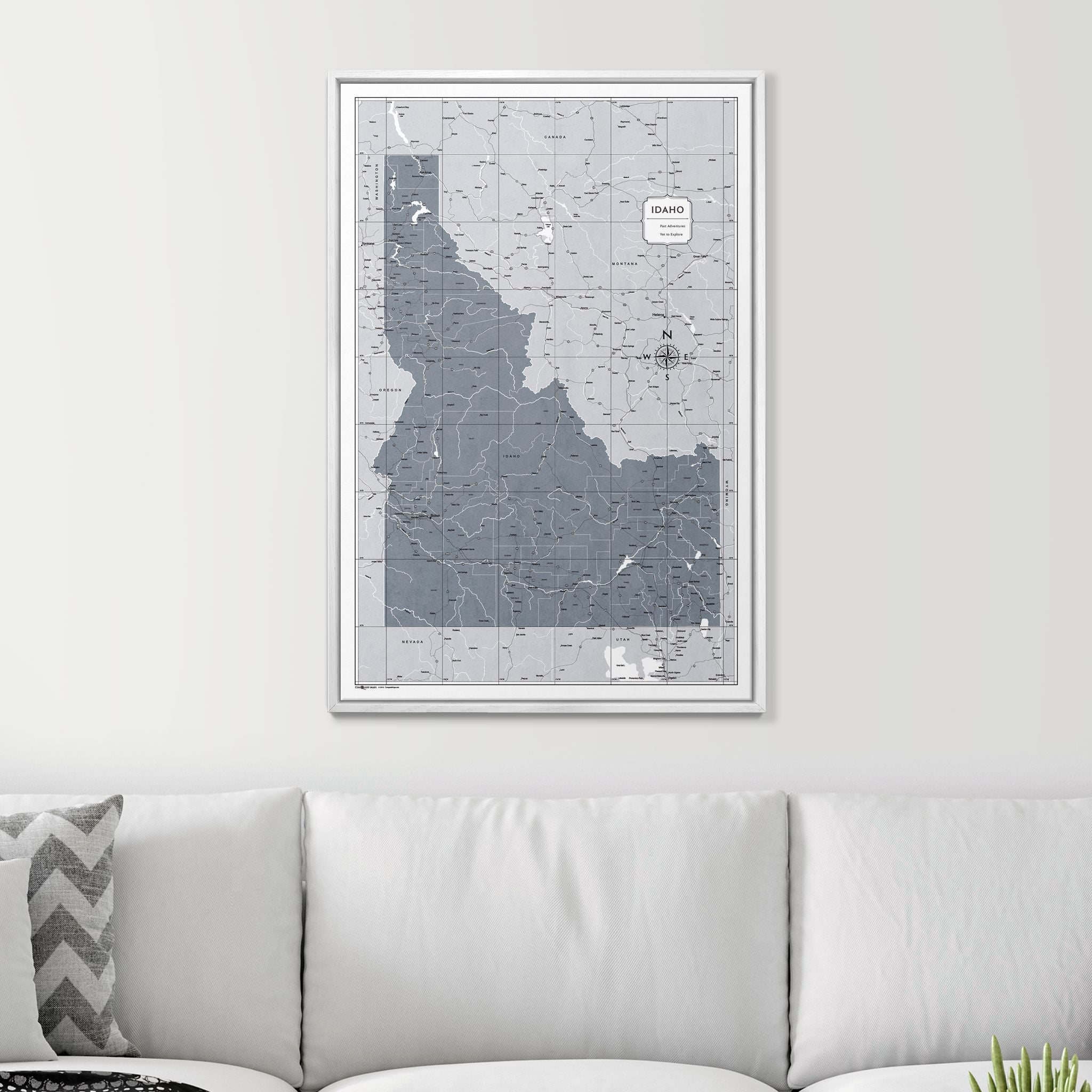 Push Pin Idaho Map (Pin Board) - Dark Gray Color Splash CM Pin Board