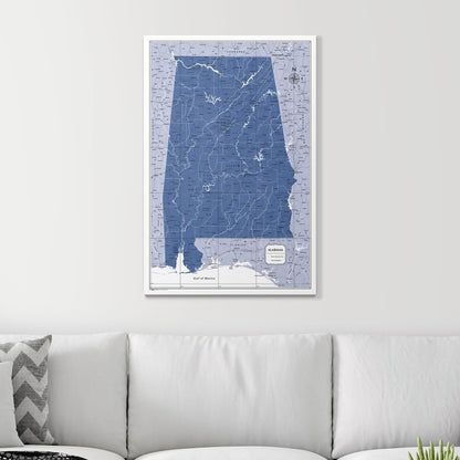 Push Pin Alabama Map (Pin Board) - Navy Color Splash CM Pin Board