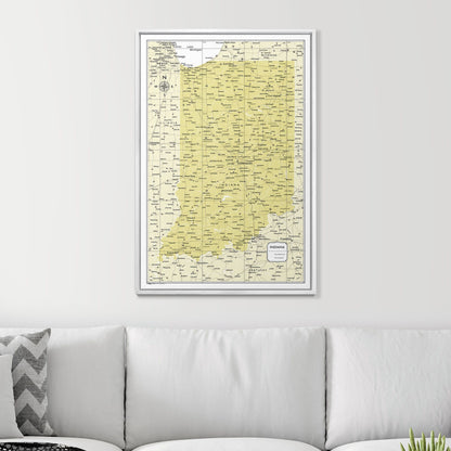 Push Pin Indiana Map (Pin Board) - Yellow Color Splash CM Pin Board