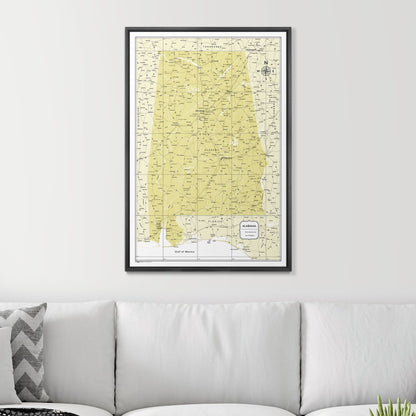 Push Pin Alabama Map (Pin Board) - Yellow Color Splash CM Pin Board