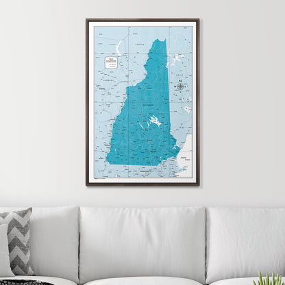 Push Pin New Hampshire Map (Pin Board) - Teal Color Splash CM Pin Board