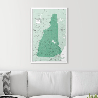 Push Pin New Hampshire Map (Pin Board) - Green Color Splash CM Pin Board