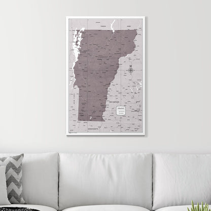 Push Pin Vermont Map (Pin Board) - Dark Brown Color Splash CM Pin Board