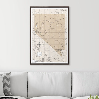 Push Pin Nevada Map (Pin Board) - Light Brown Color Splash CM Pin Board