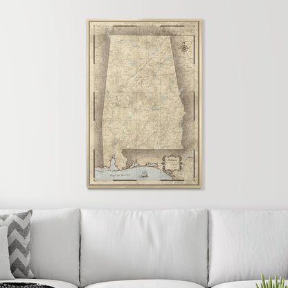 Push Pin Alabama Map (Pin Board) - Rustic Vintage CM Pin Board