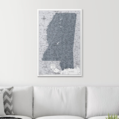 Push Pin Mississippi Map (Pin Board) - Dark Gray Color Splash CM Pin Board