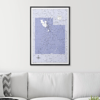 Push Pin Utah Map (Pin Board) - Purple Color Splash CM Pin Board