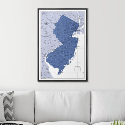 Push Pin New Jersey Map (Pin Board) - Navy Color Splash CM Pin Board