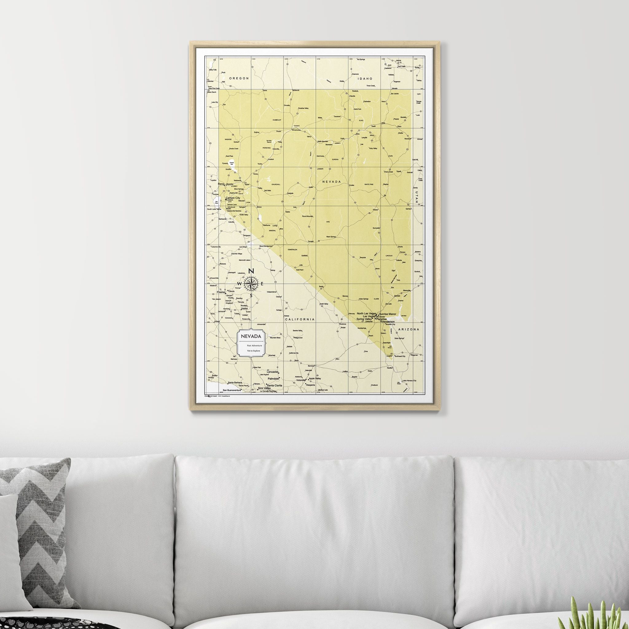 Push Pin Nevada Map (Pin Board) - Yellow Color Splash CM Pin Board