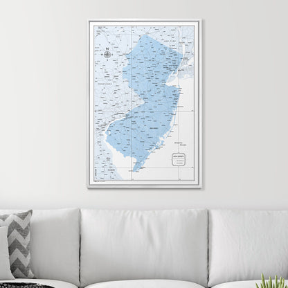 Push Pin New Jersey Map (Pin Board) - Light Blue Color Splash CM Pin Board