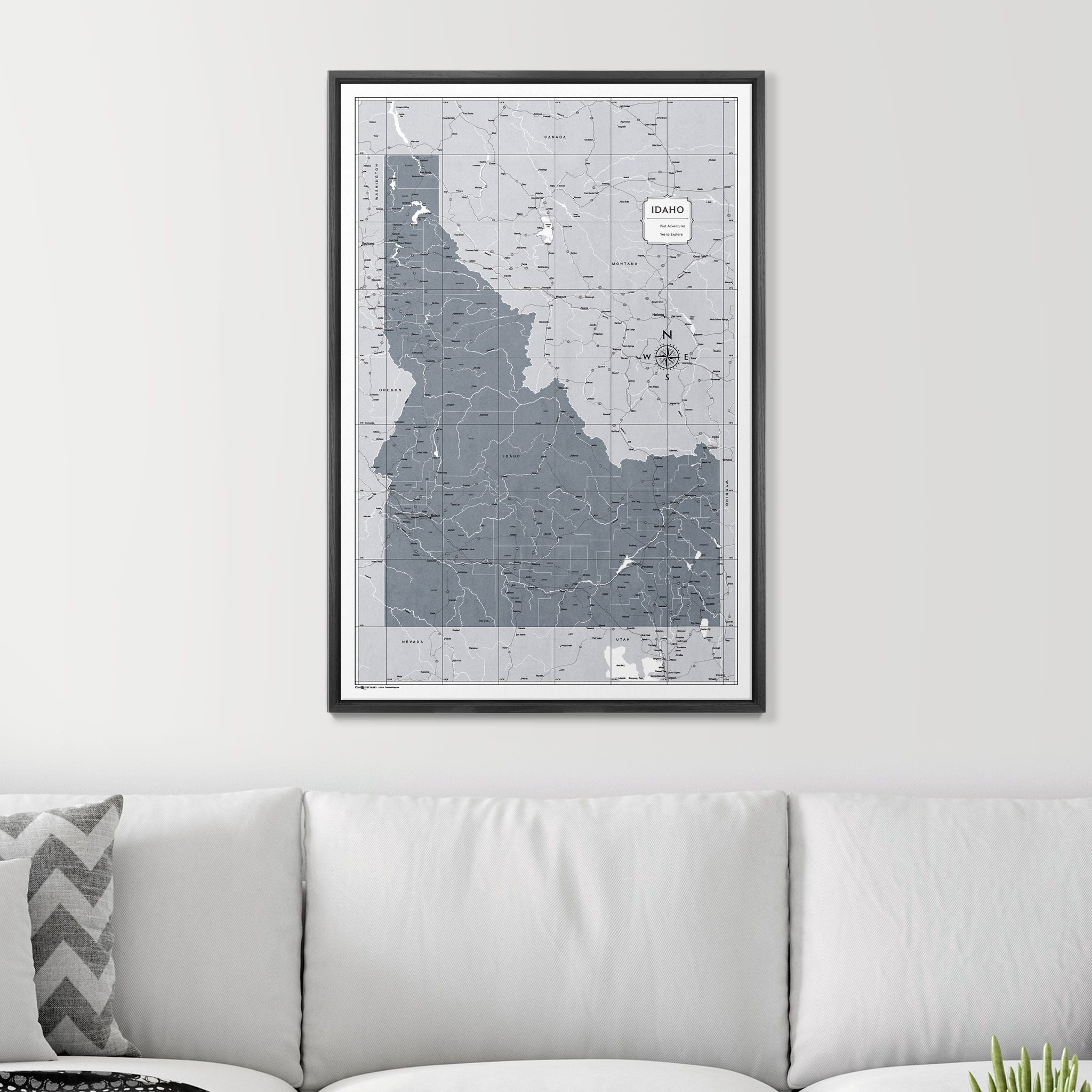 Push Pin Idaho Map (Pin Board) - Dark Gray Color Splash CM Pin Board