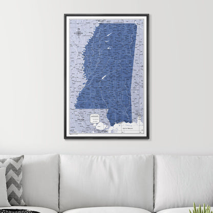 Push Pin Mississippi Map (Pin Board) - Navy Color Splash CM Pin Board