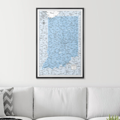 Push Pin Indiana Map (Pin Board) - Light Blue Color Splash CM Pin Board