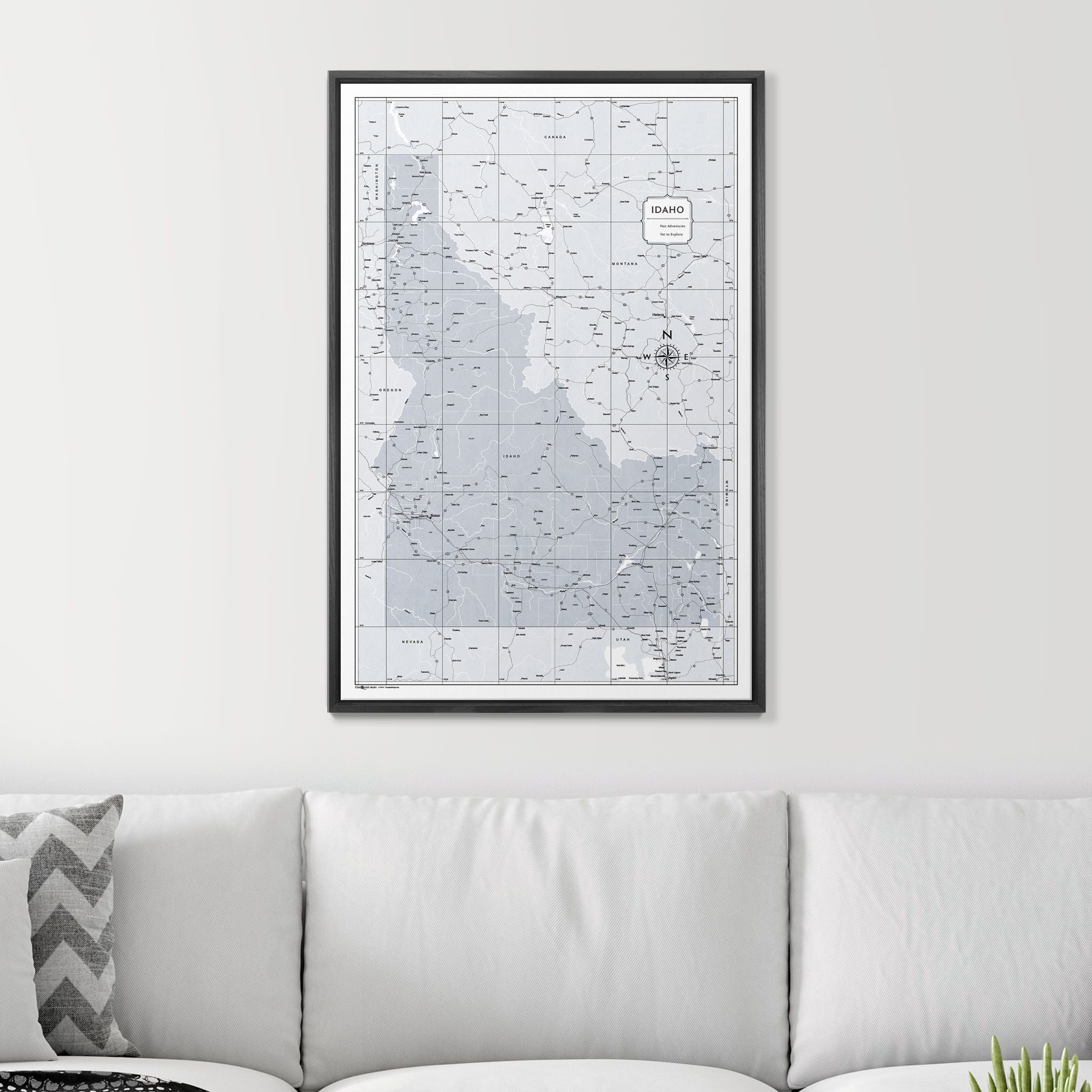 Push Pin Idaho Map (Pin Board) - Light Gray Color Splash CM Pin Board