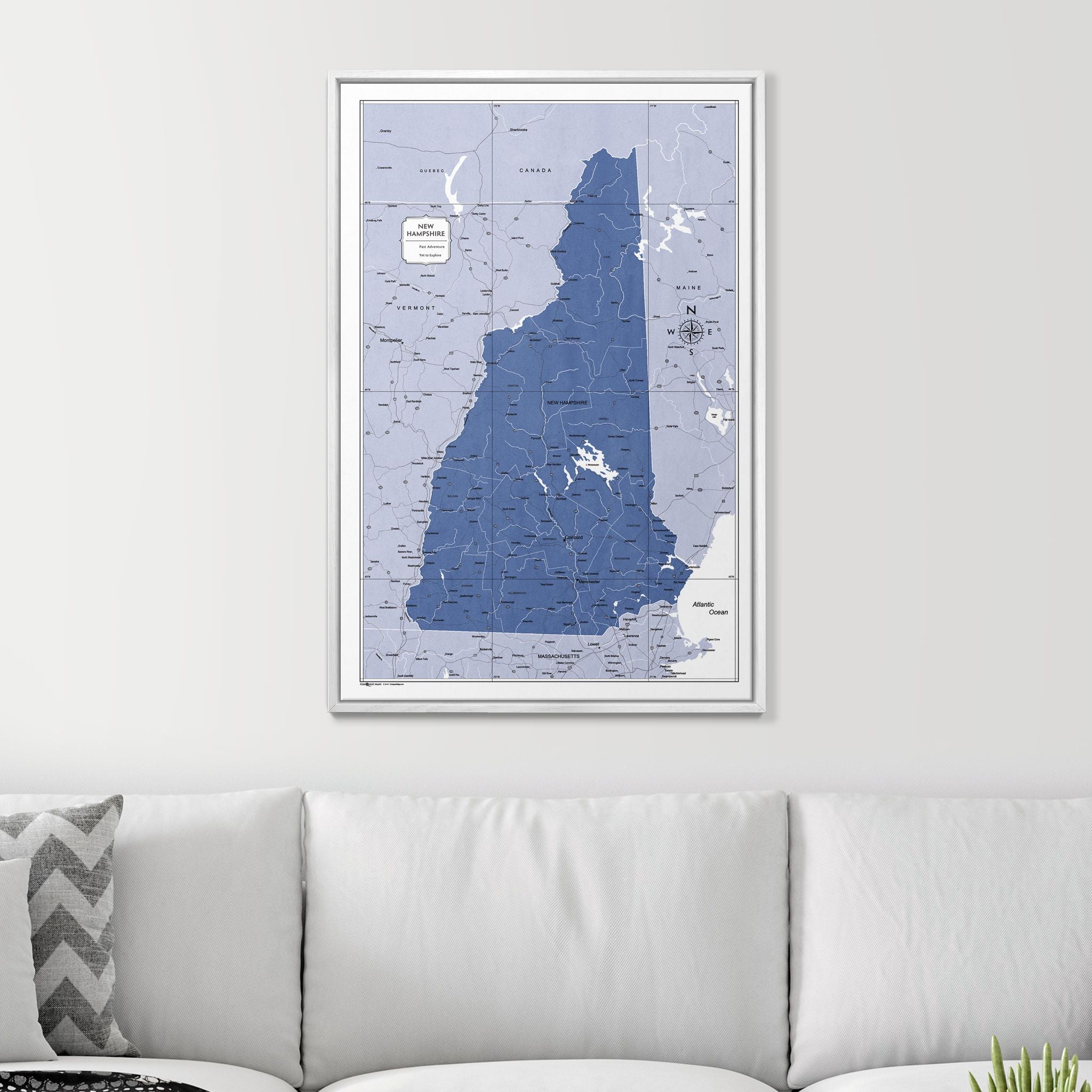 Push Pin New Hampshire Map (Pin Board) - Navy Color Splash CM Pin Board