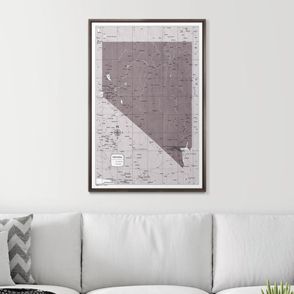 Push Pin Nevada Map (Pin Board) - Dark Brown Color Splash CM Pin Board