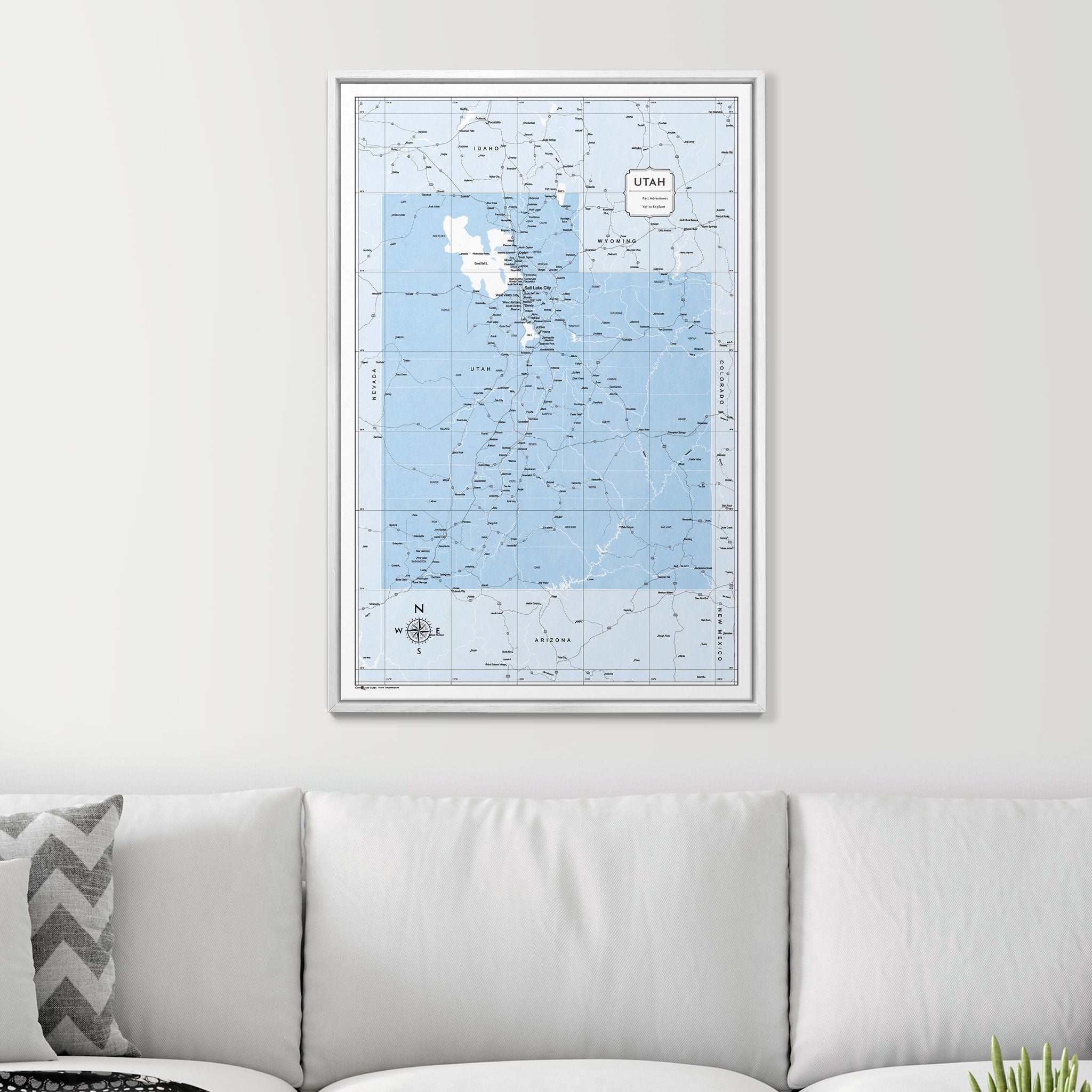 Push Pin Utah Map (Pin Board) - Light Blue Color Splash CM Pin Board