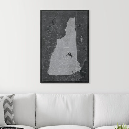 Push Pin New Hampshire Map (Pin Board) - Modern Slate CM Pin Board