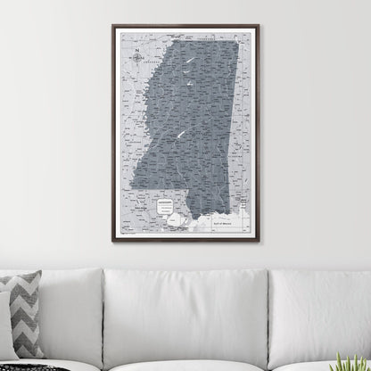 Push Pin Mississippi Map (Pin Board) - Dark Gray Color Splash CM Pin Board