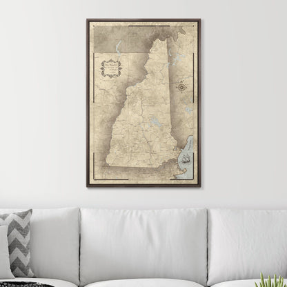 Push Pin New Hampshire Map (Pin Board) - Rustic Vintage CM Pin Board