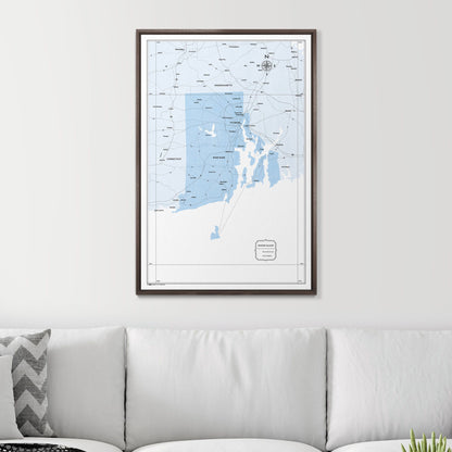 Push Pin Rhode Island Map (Pin Board) - Light Blue Color Splash CM Pin Board