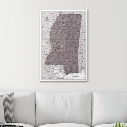 Push Pin Mississippi Map (Pin Board) - Dark Brown Color Splash CM Pin Board