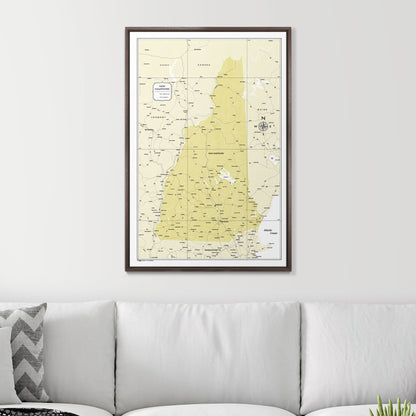 Push Pin New Hampshire Map (Pin Board) - Yellow Color Splash CM Pin Board