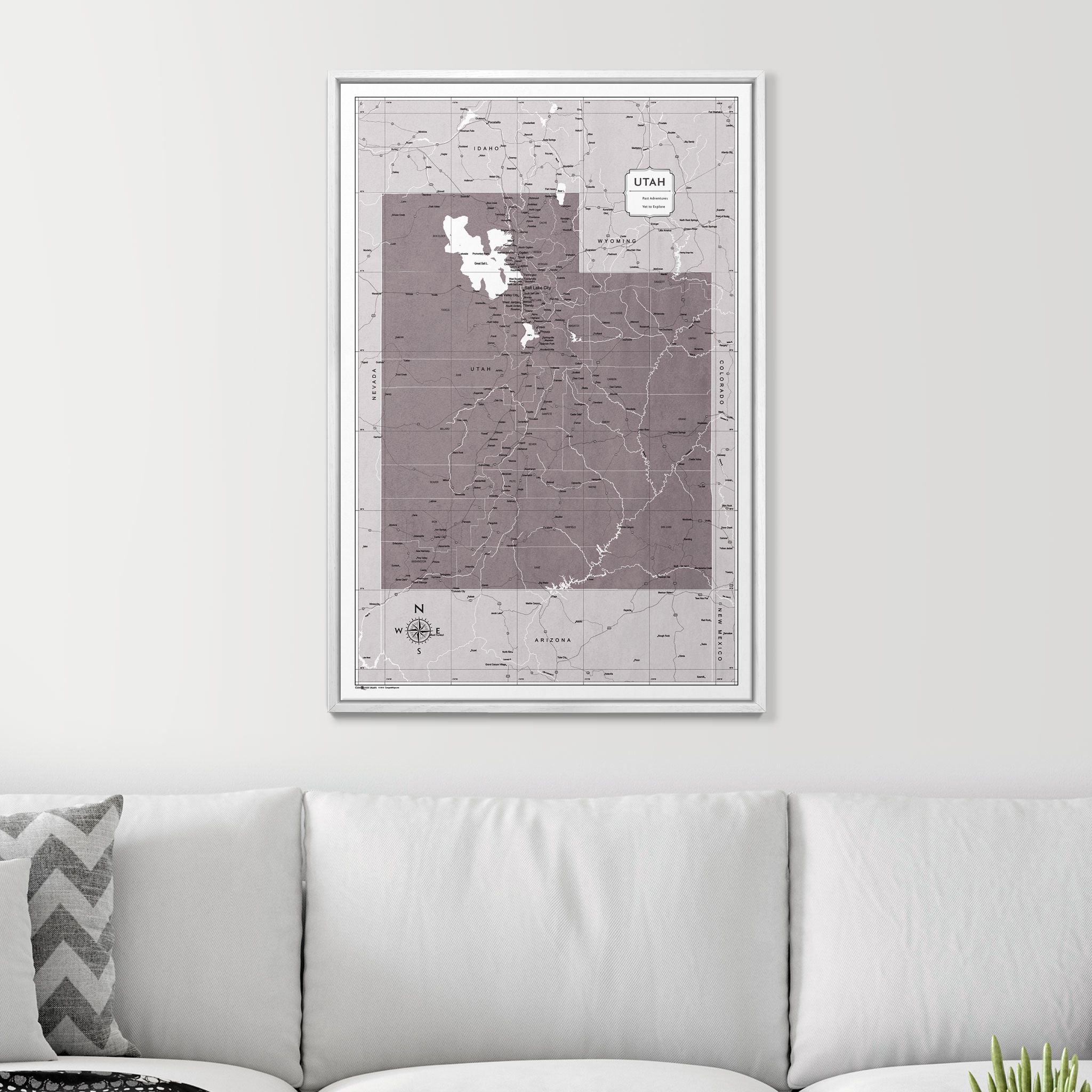 Push Pin Utah Map (Pin Board) - Dark Brown Color Splash CM Pin Board