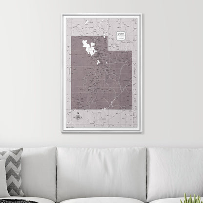 Push Pin Utah Map (Pin Board) - Dark Brown Color Splash CM Pin Board