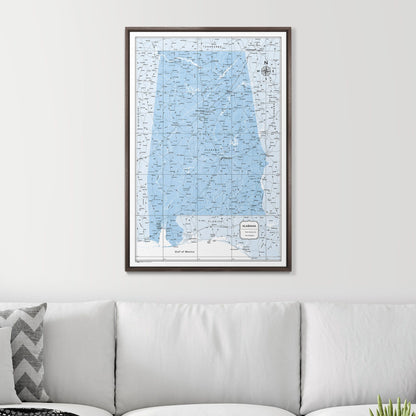 Push Pin Alabama Map (Pin Board) - Light Blue Color Splash CM Pin Board