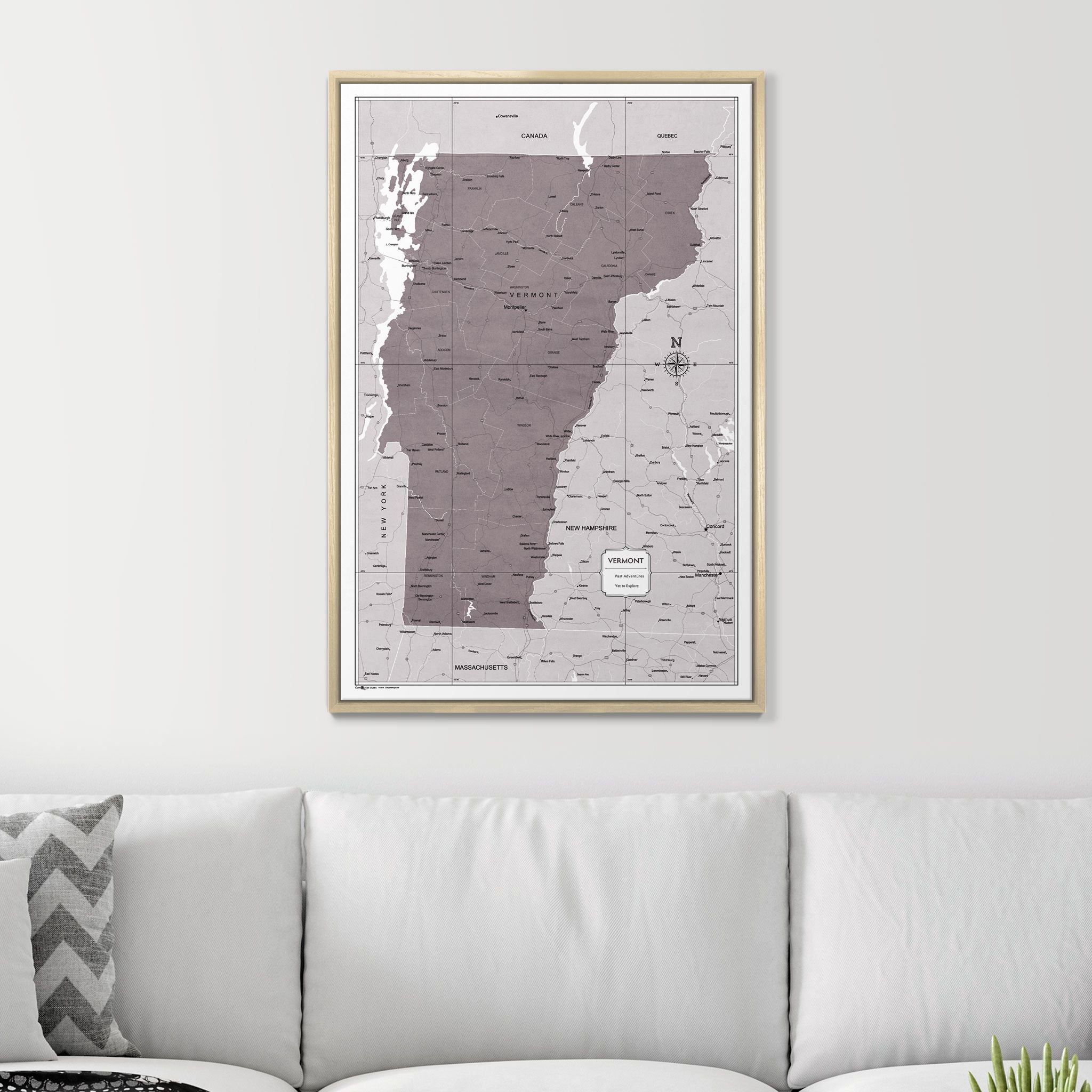 Push Pin Vermont Map (Pin Board) - Dark Brown Color Splash CM Pin Board