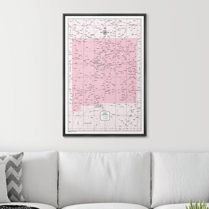 Push Pin New Mexico Map (Pin Board) - Pink Color Splash CM Pin Board