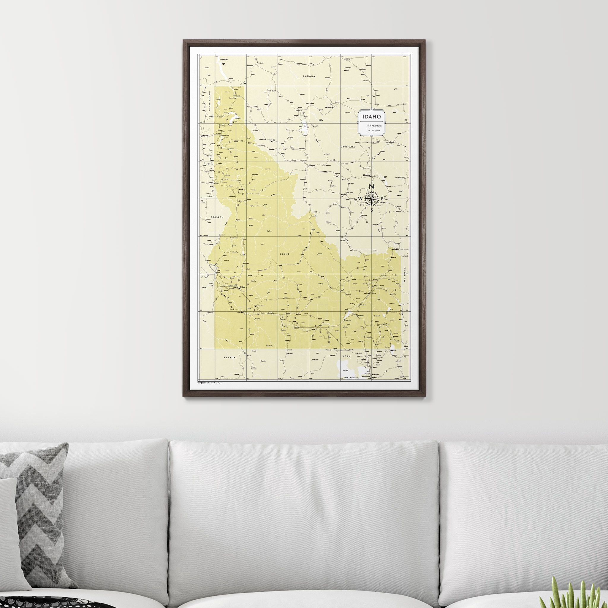 Push Pin Idaho Map (Pin Board) - Yellow Color Splash CM Pin Board