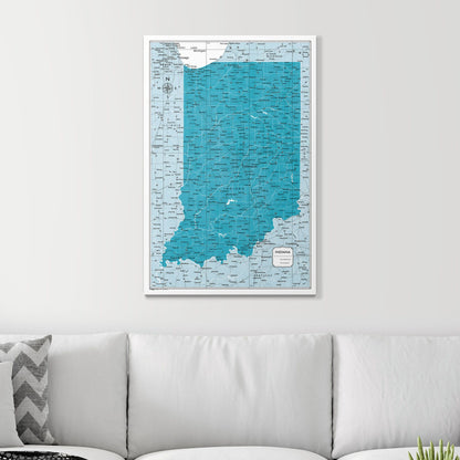 Push Pin Indiana Map (Pin Board) - Teal Color Splash CM Pin Board