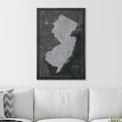 Push Pin New Jersey Map (Pin Board) - Modern Slate CM Pin Board